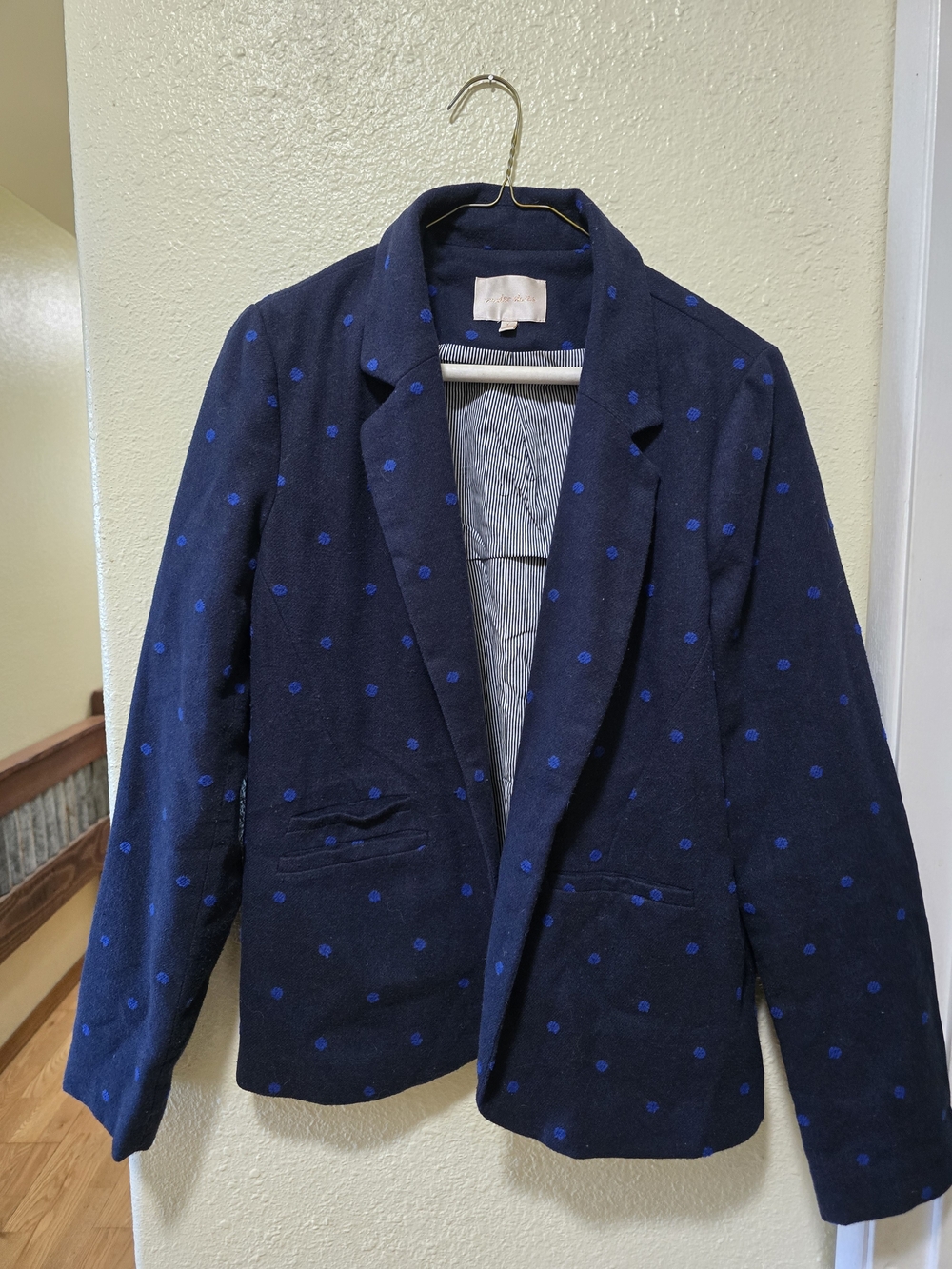 Wonens' Navy Polka Dot Blazer